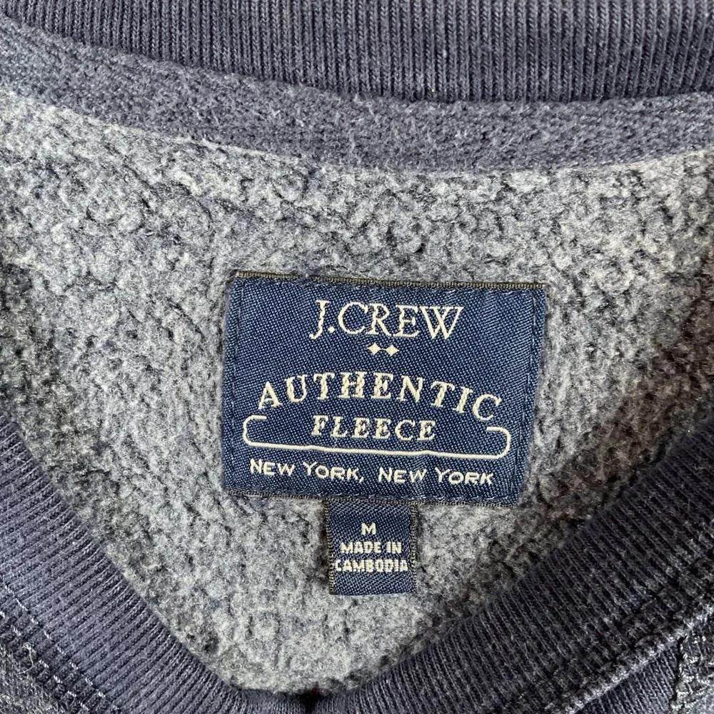 J Crew Authentic Fleece Sweatshirt North Graphic Pullover Navy Blue Men's Medium